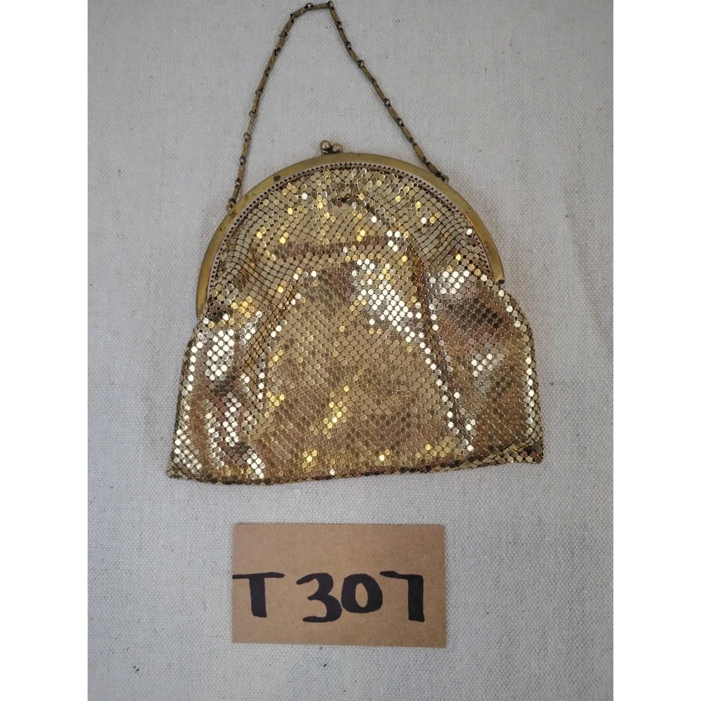 Vintage Whiting & Davis Gold Mesh Evening Purse Kiss Lock Made in USA Bag